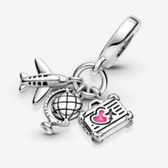 Pandora Airplane, Globe & Suitcase Dangle Charm - Picture 5 of 5